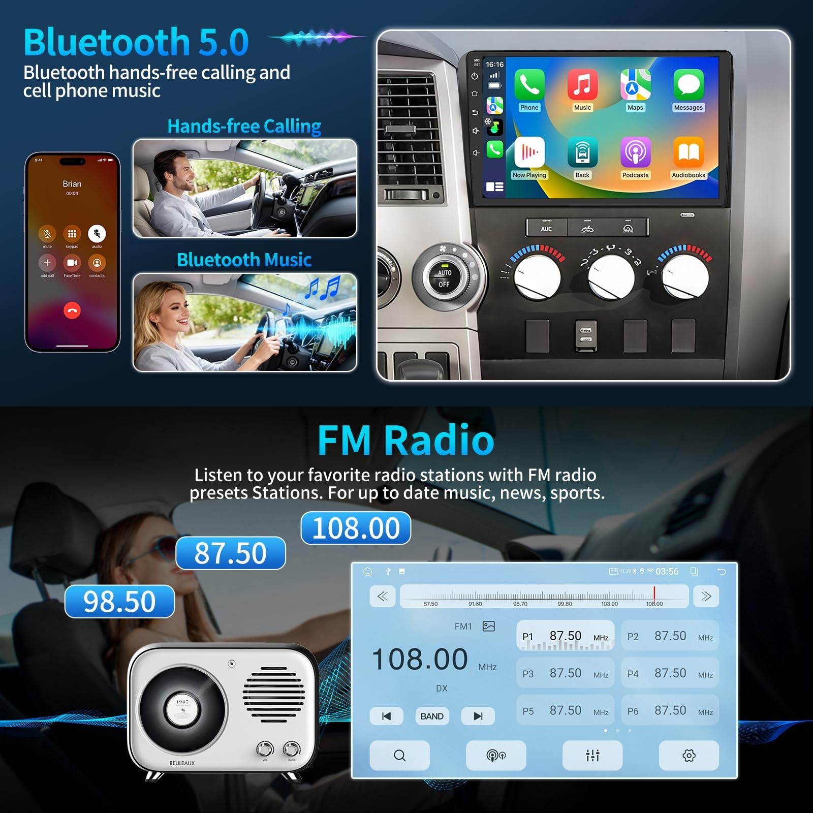 Car Radio for Toyota Tundra 2007-2013 Sequoia 2008-2018 Radio Upgrade with Wi…