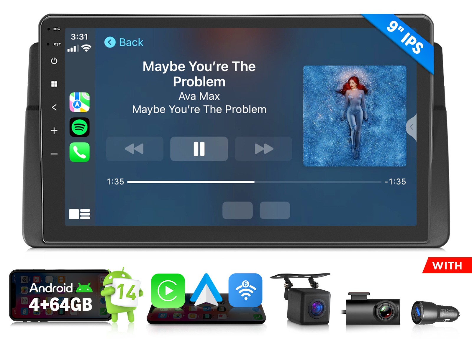 Eonon E46X7A 9″Android 14 4+64 Car Radio CarPlay Bluetooth for BMW E46 328i 330i