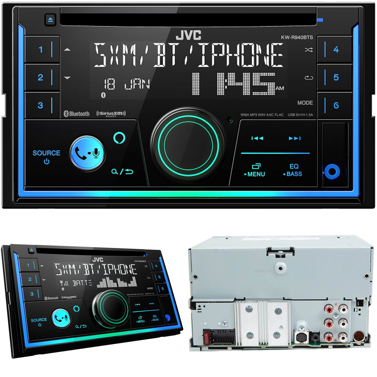 JVC KW-R940BTS 2-Din In-Dash Car Stereo CD Player w/Bluetooth/USB/iPhone/Sirius