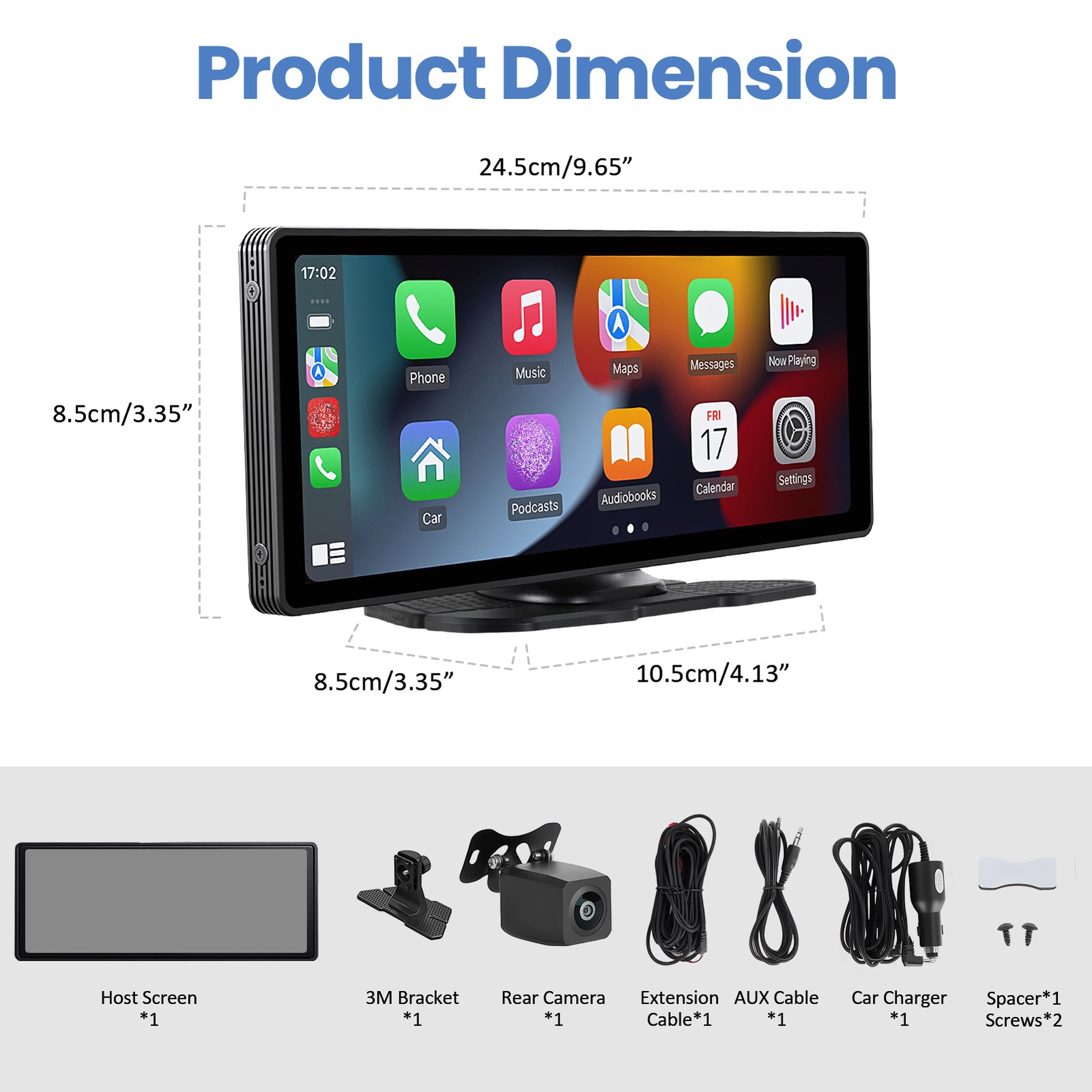 10.26 Inch Wireless Car Display Screen, Car Stereo Automobile Video Player