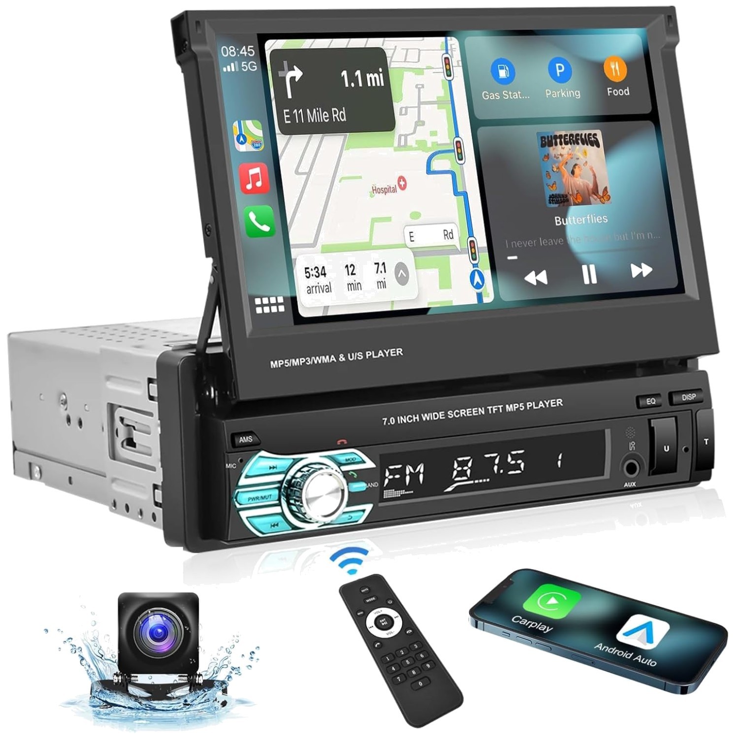 Bluetooth Car Radio with Backup Camera & Android Auto^