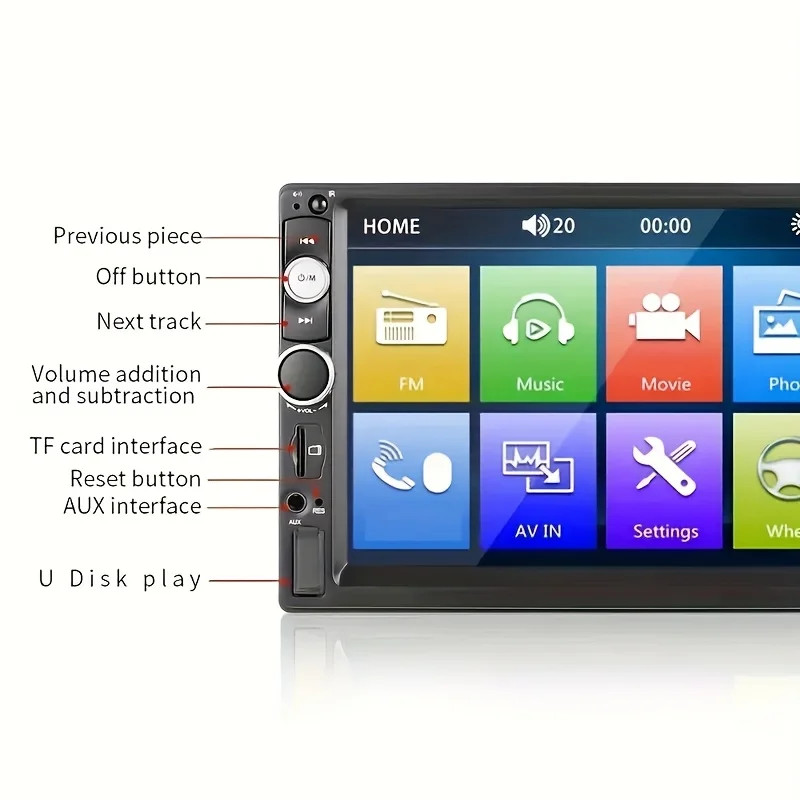 HD Car MP5 2Din Stereo Auto Audio,Car Stereo,MP5,USB,FM,AUX,with Backup Camera