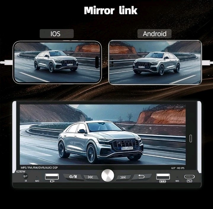 Car Play Single Din Car Stereo with Backup Camera 6.9 IPS Touchscreen Brand New