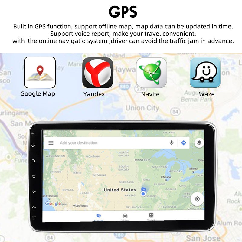 10.1-inch Navigator: Detachable 360° Rotating Head Single Spindle + USB ADAS DVR