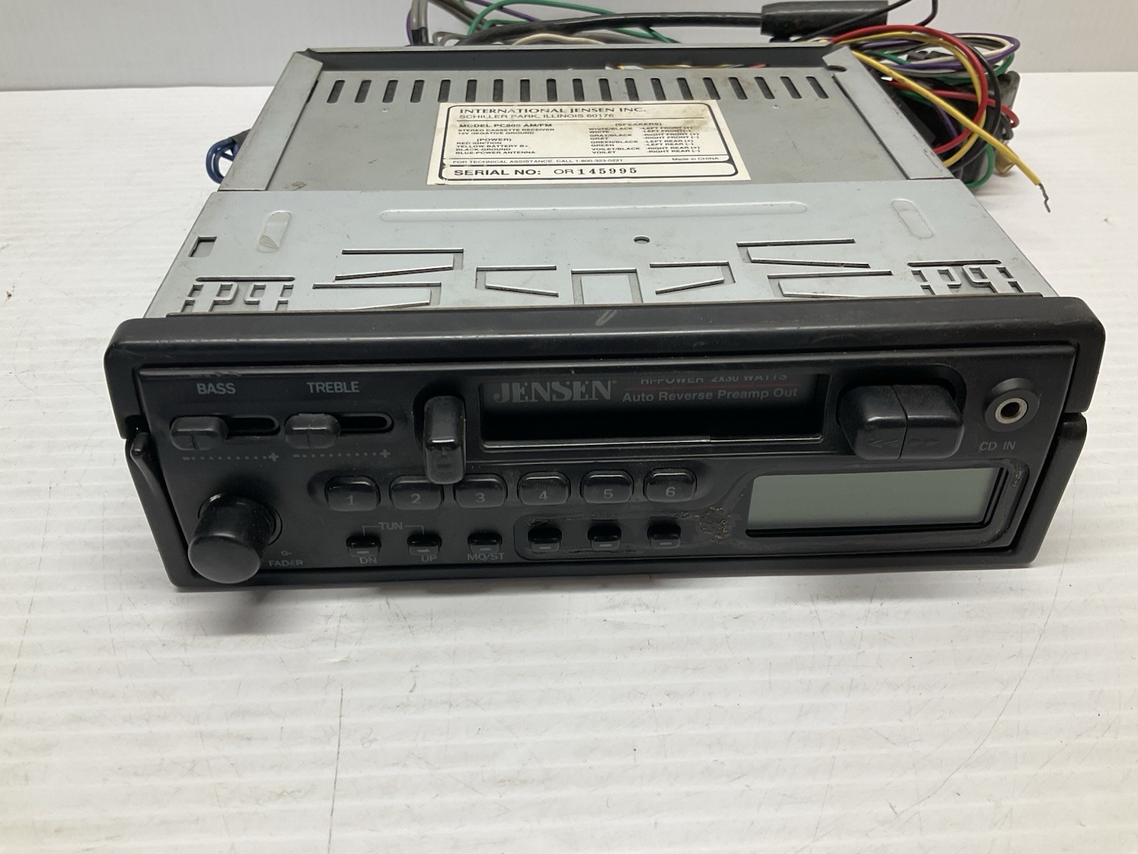 Jensen PC800 Auto Reverse AM/FM Stereo Cassette Player UNTESTED