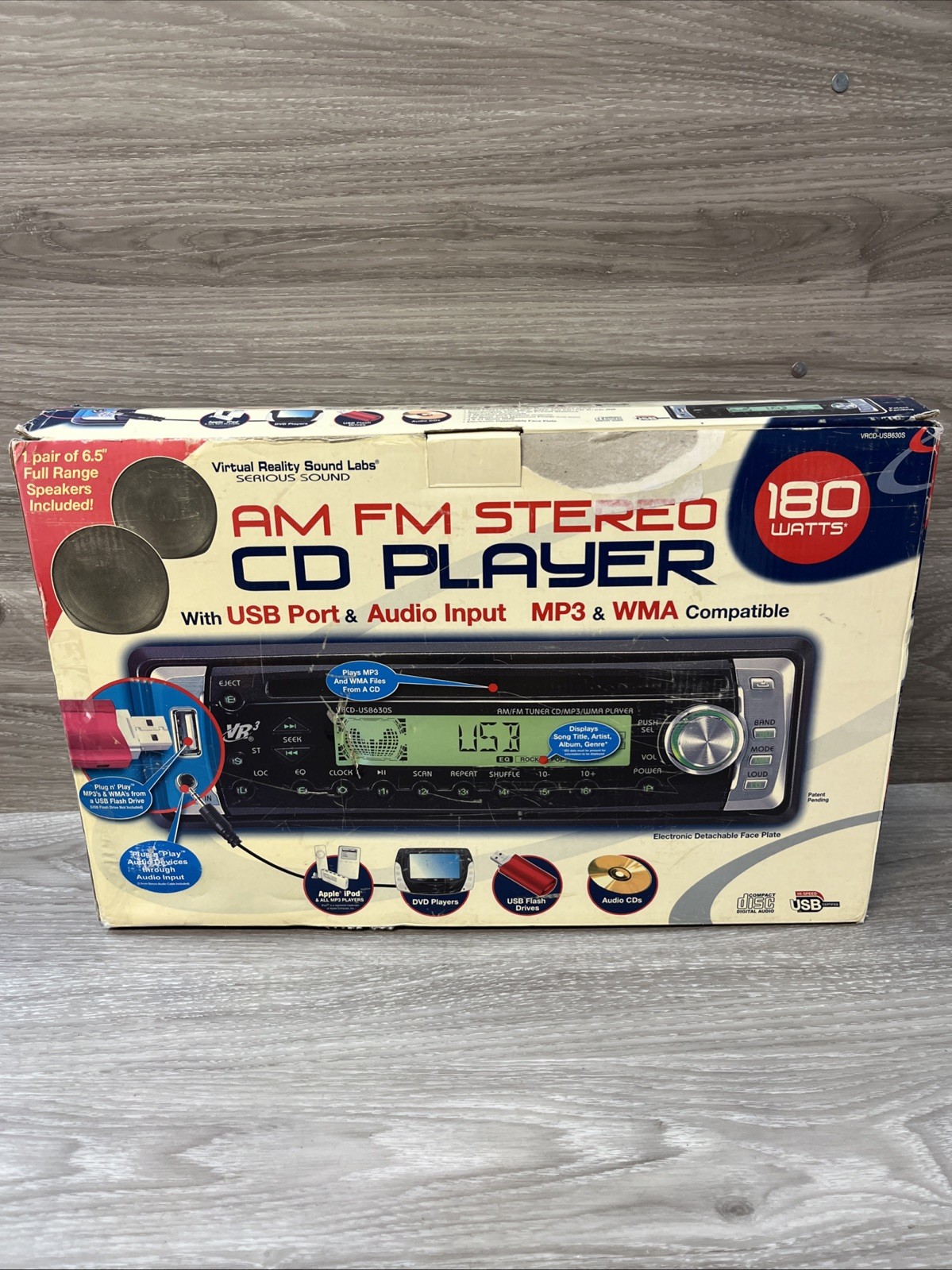 New Vintage Vr Sound Labs (VR3) car receiver with 1 Pr 6.5” Speakers