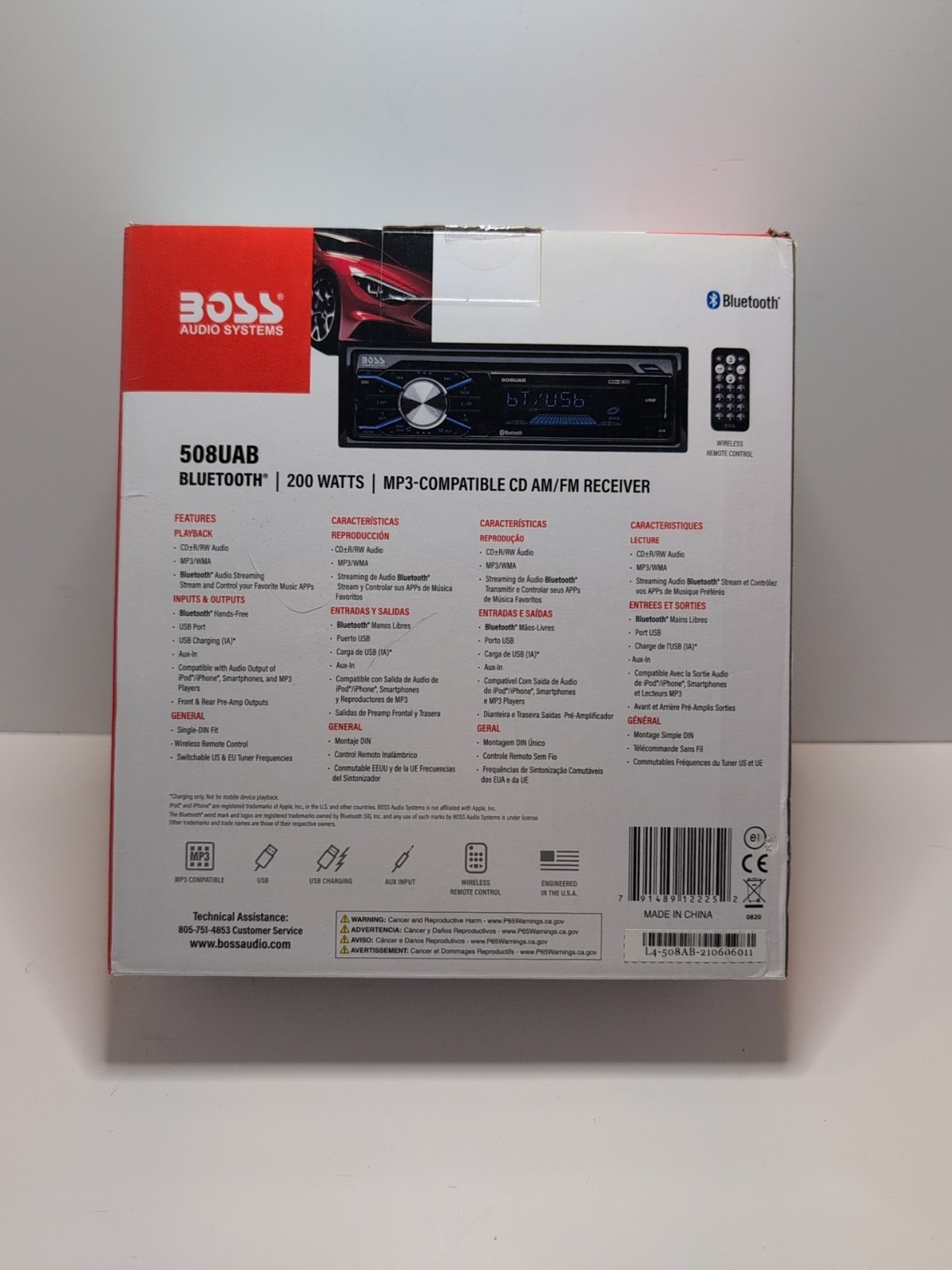 BOSS Audio 508UAB Car Stereo Bluetooth Single Din USB Aux AM FM Radio…