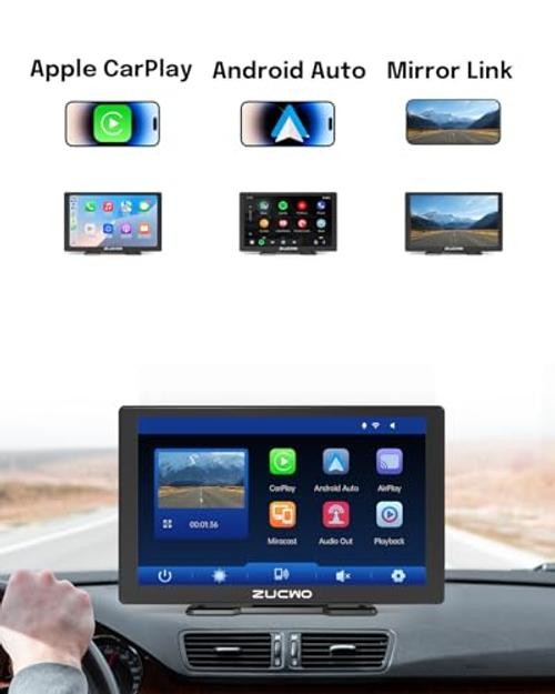 9 Inch Wireless CarPlay Screen for Car & Android Auto – 9 Inch Black