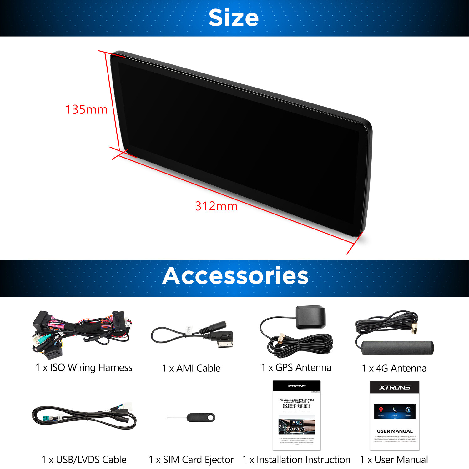 12.3″ Android 13 Car Stereo GPS Navi 4G WIFI CarPlay DSP For Benz W176 X156 W463