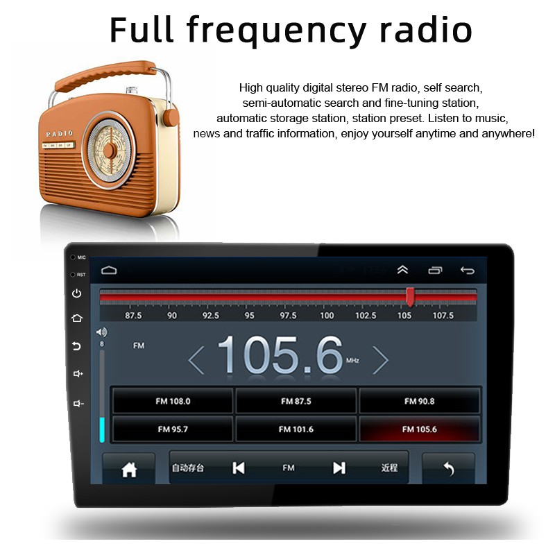 Wireless Carplay 10″ Universal Android Navigation MP5 K803 Car Radio Bluetooth