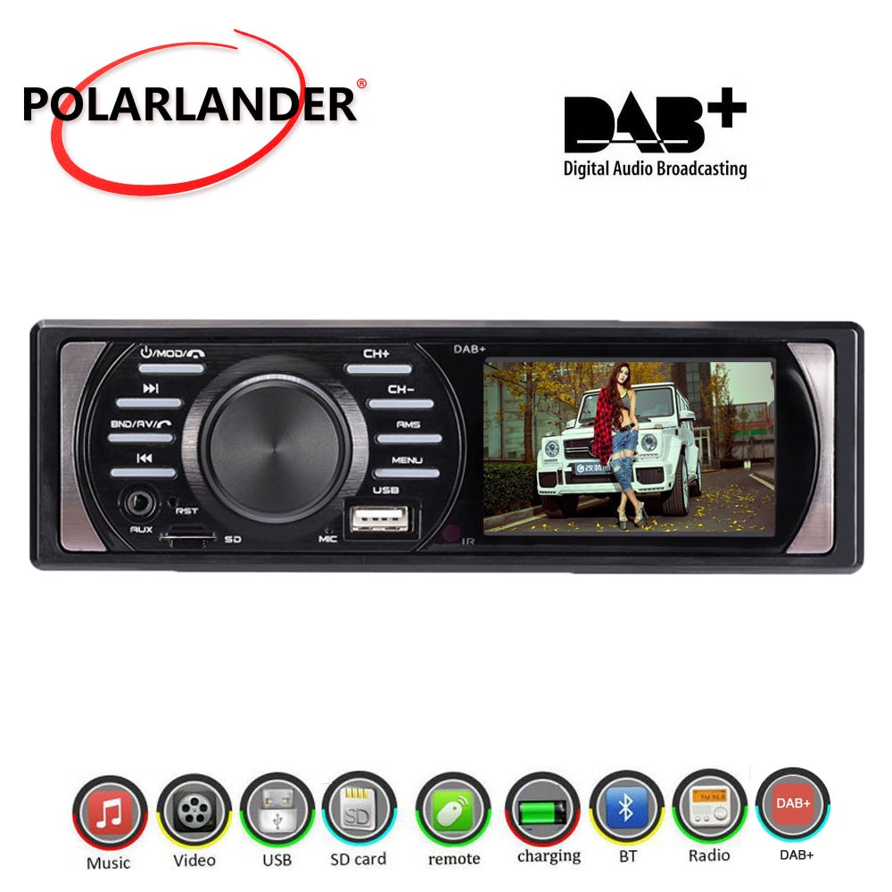 Bluetooth Car Stereo USB 3 In FM TF Universal 1 Din DAB+ MP5 AUX 4×45W