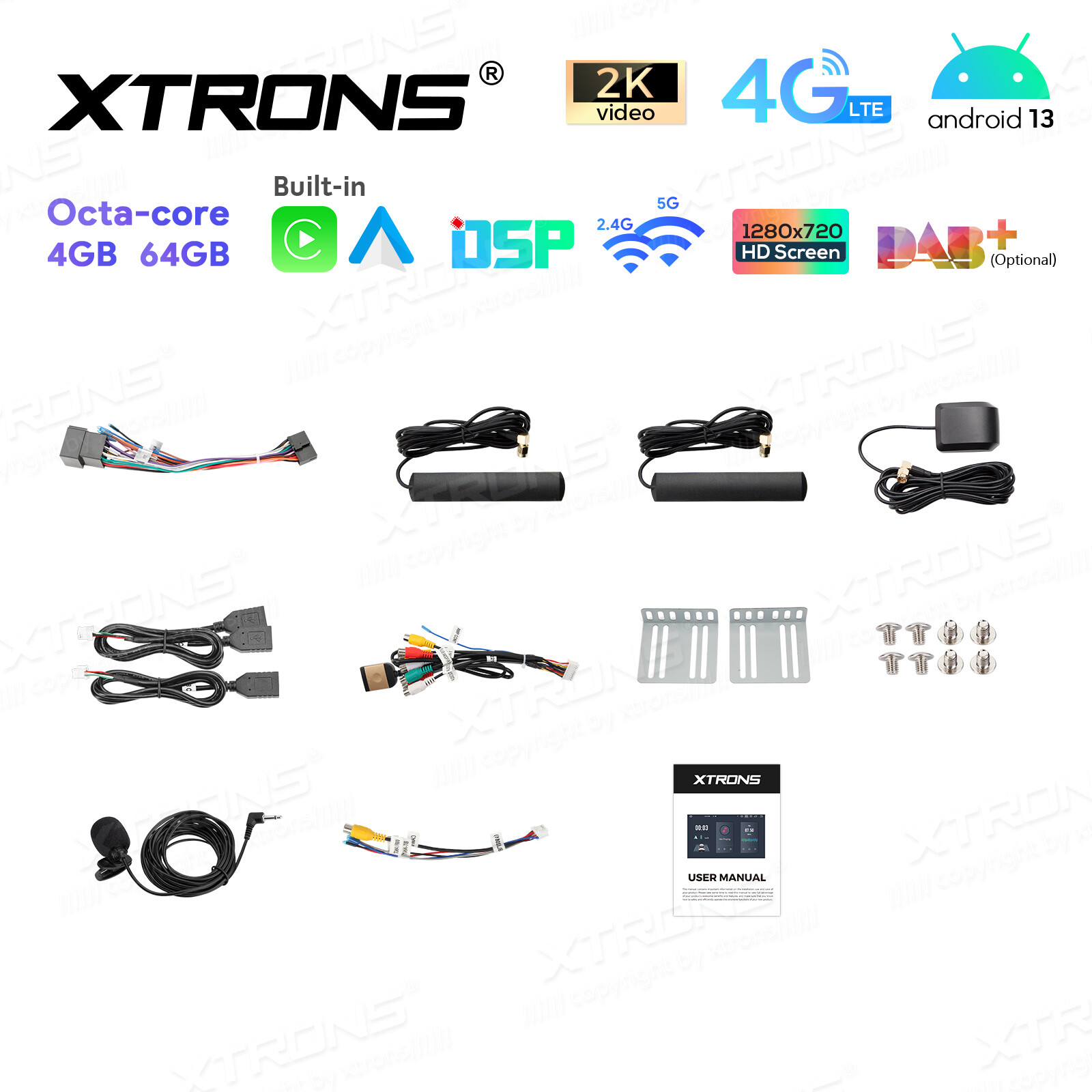 10.1” QLED Double 2 DIN Android 13 8-Core Car Stereo GPS Radio Navi Head Units
