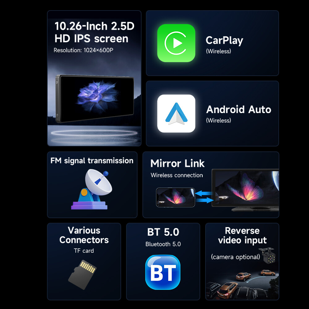 10.26″carplay smart screen navigator portable mp5 player portable carplay screen