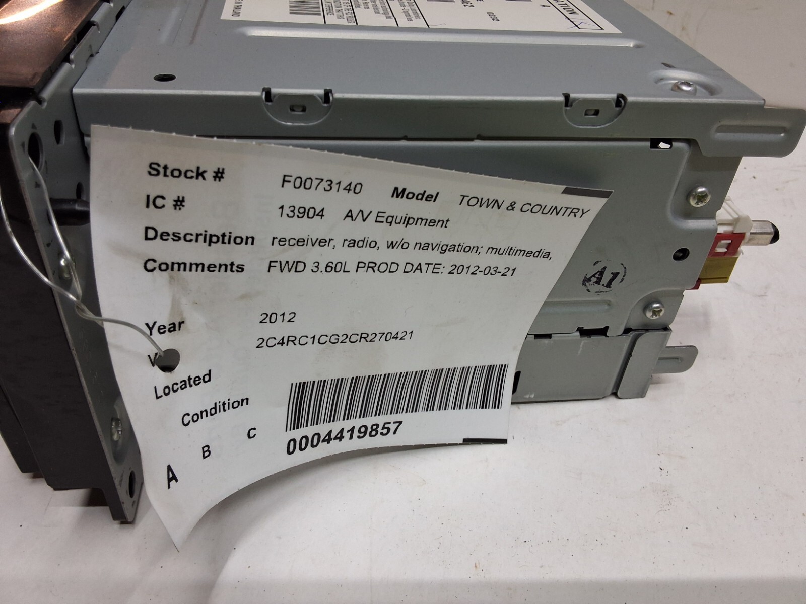 12 13 14 15 16 17 18 19 20 Dodge Chrysler Jeep AM FM XM CD hard drive P05091201A