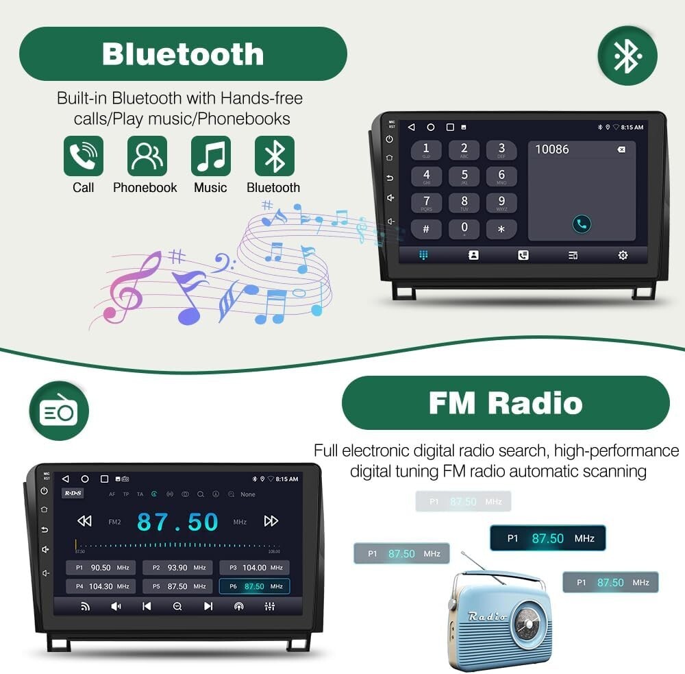 Android 13 Car Stereo Toyota Tundra 2007-2013 & Sequoia 08-2018 10″ Touchscreen