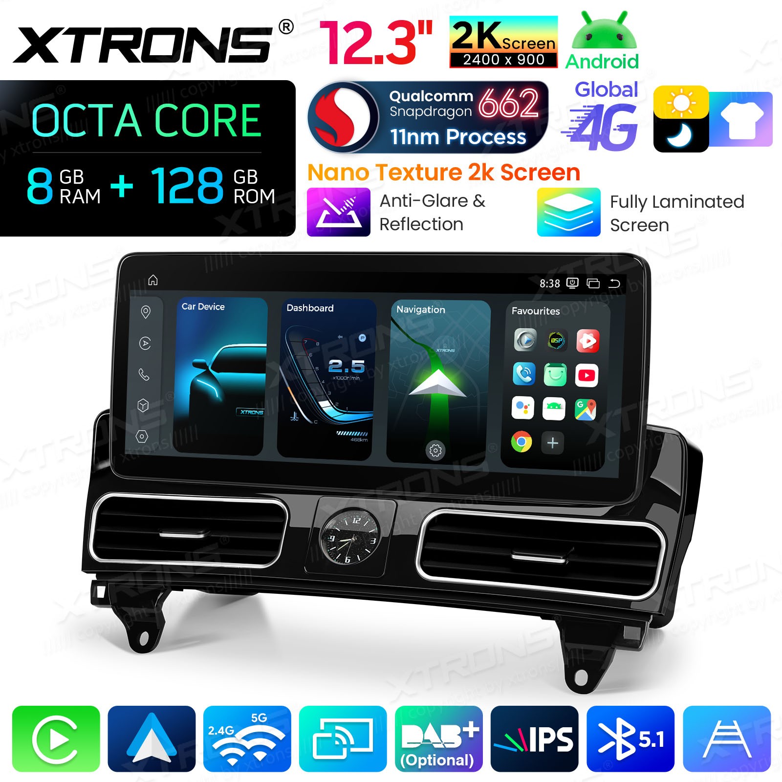 12.3″ Android 14 GPS Navigation for Mercedes ML W166 GL X166 8GB 128GB 2K Screen