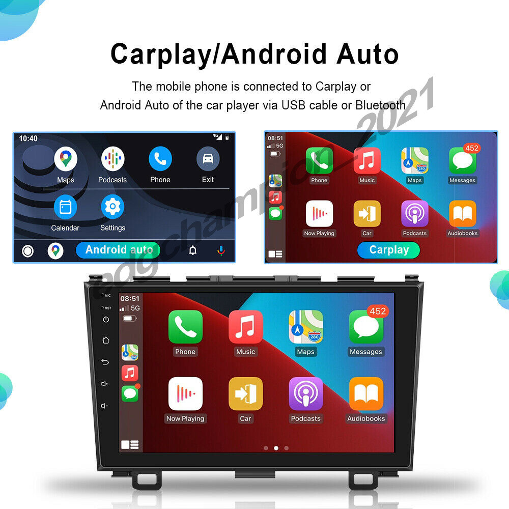 Apple Carplay For Honda CRV 2007-2011 Android 12.0 9” Car Stereo Radio GPS WIFI