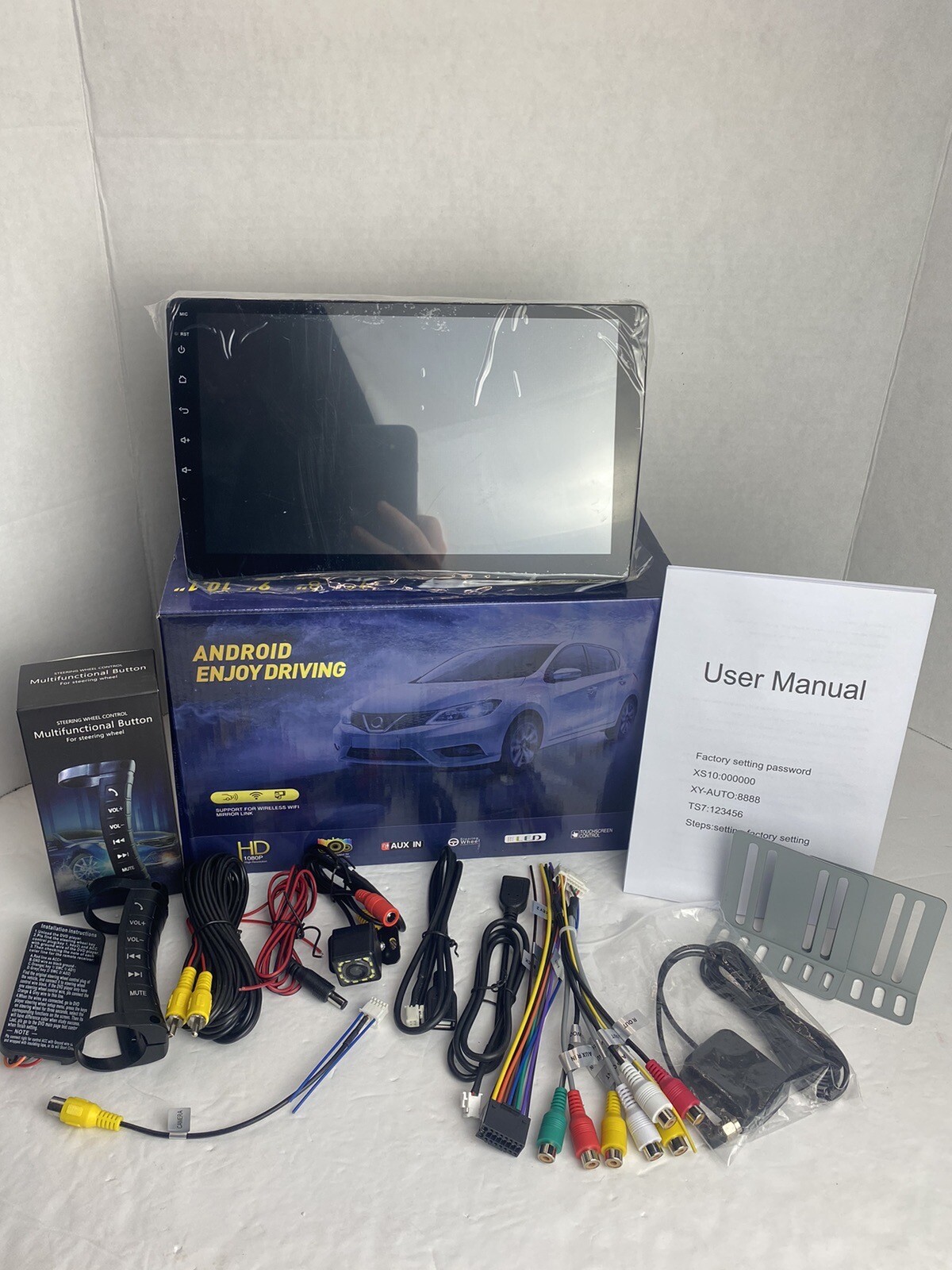 Android Car Stereo 10.1 Single Din 2+32GB Backup Camera Mirror Link Auto QLED
