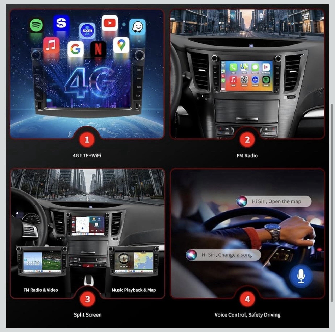 Car Stereo Radio 2010-2014 Subaru Legacy Outback QLED Touch Screen CarPlay