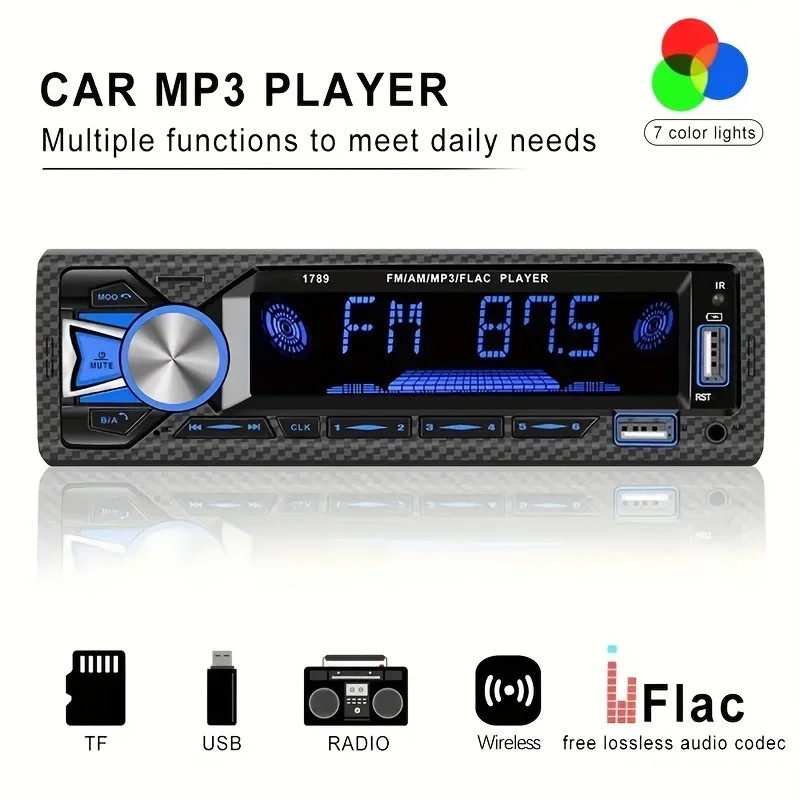 Car Stereo Single 1 DIN Radio Mp3 Player Bluetooth FM AUX IN USB TF SD Head Unit