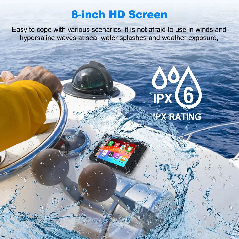 8″ Waterproof Marine Multimedia Player with Wireless Carplay and Android Auto