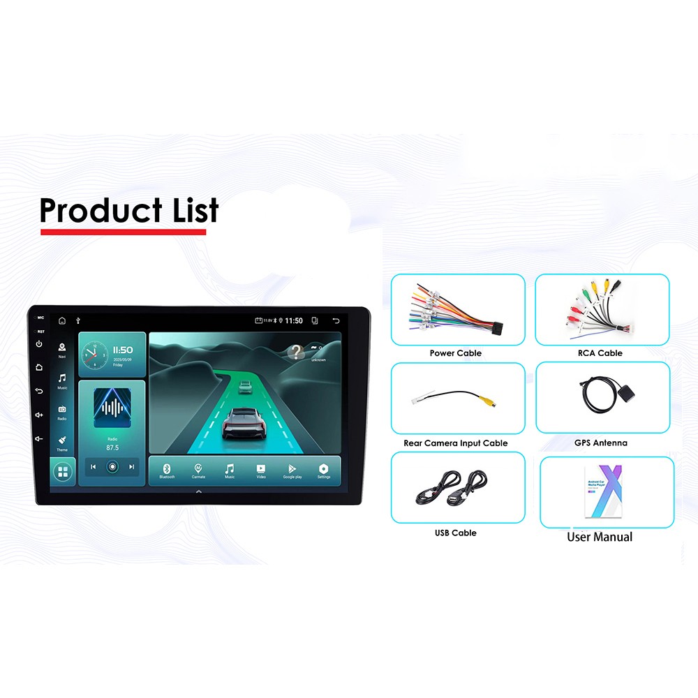 Car Radio 2+32G Wireless CarPlay Android Auto GPS 9″ Double Din HD Touchscreen