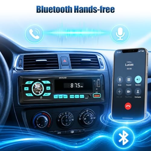 Car Radio Bluetooth Single DIN Car Stereo Audio, Car Audio with Dual Bluetooth
