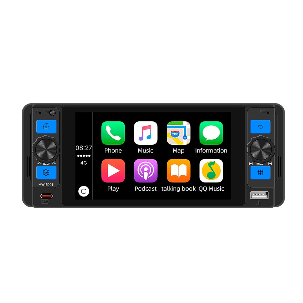 Single DIN 5″ Multimedia Player Car Stereo FM/RDS Radio Bluetooth USB HeadUnit
