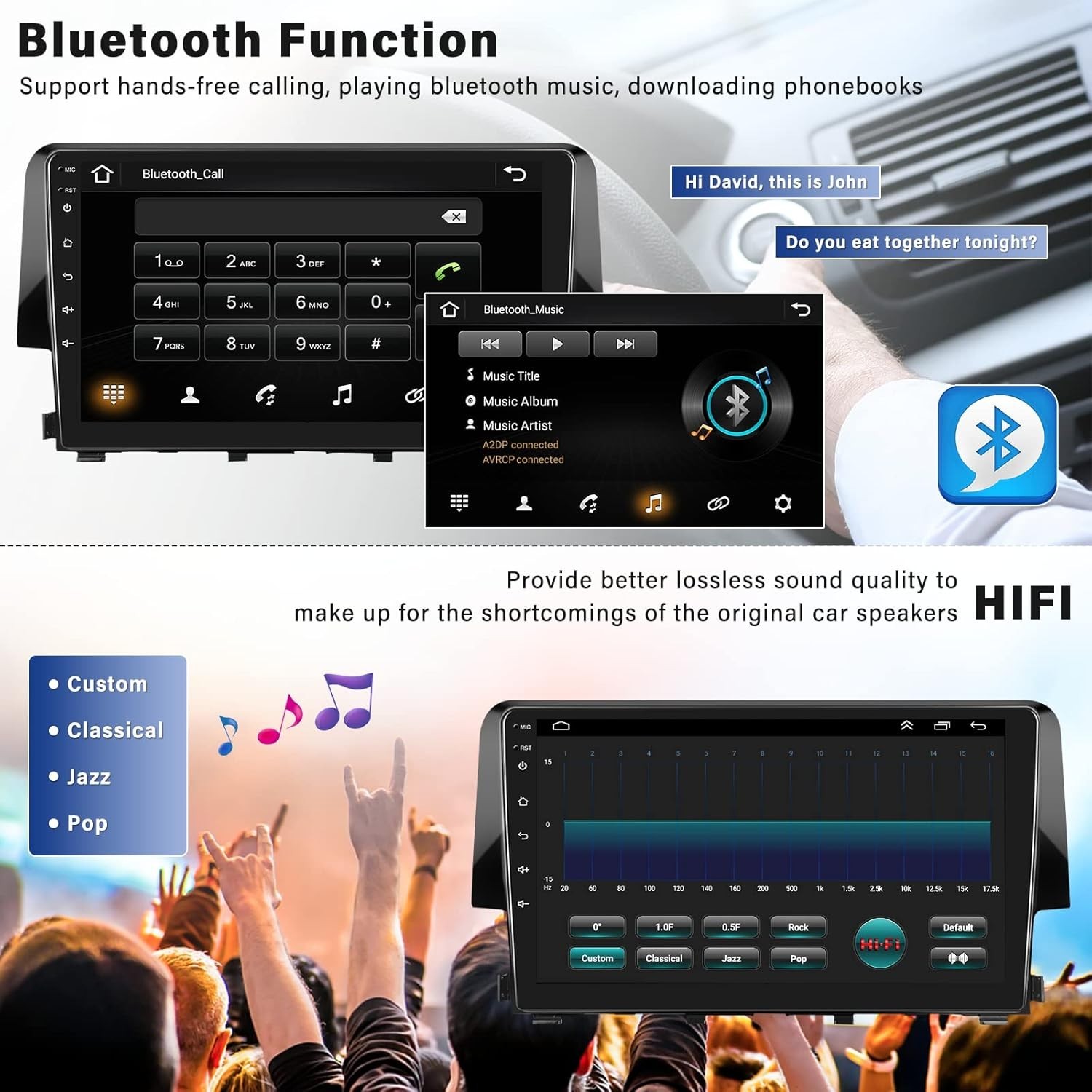 Elegant 9” Android Car Stereo for Honda Civic 2016-2020 with Wireless CarPlay
