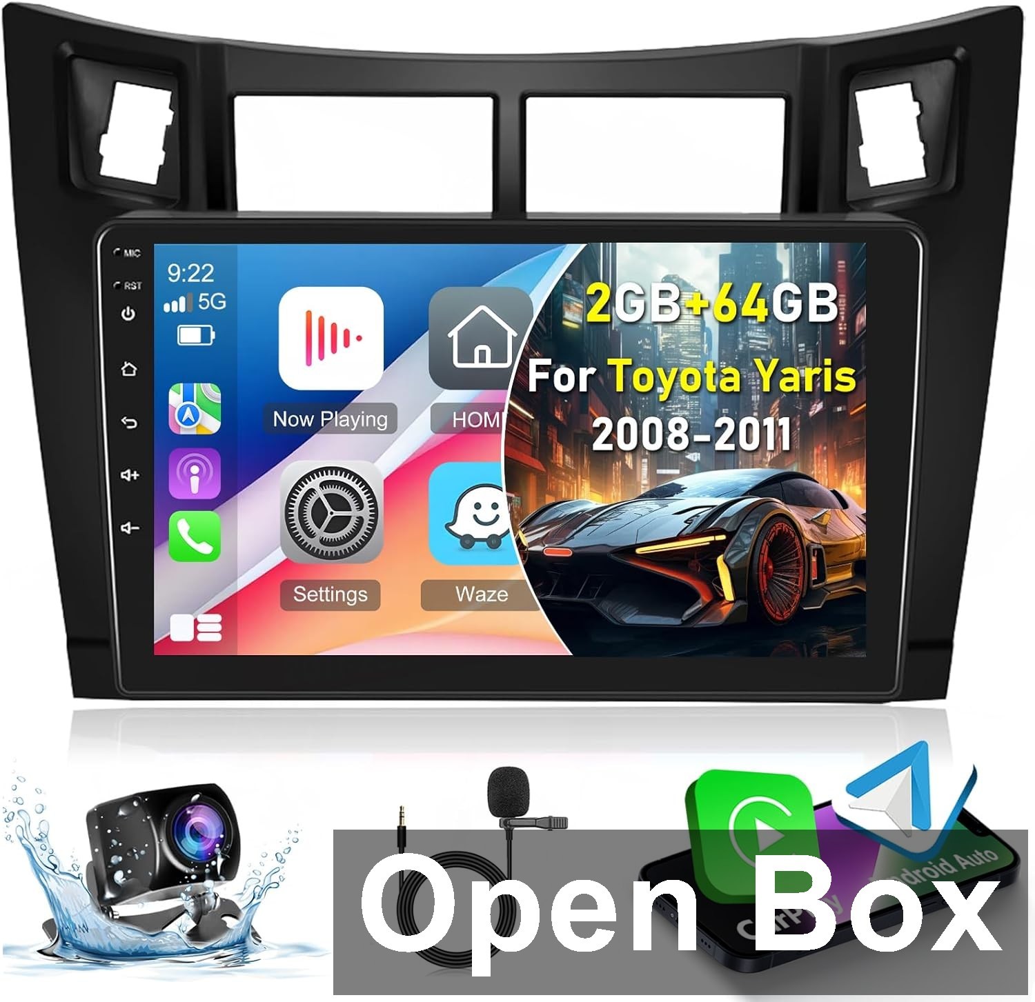 9″ Touchscreen Android Car Radio w/AHD Backup Camera for 08-11 Toyota Yaris