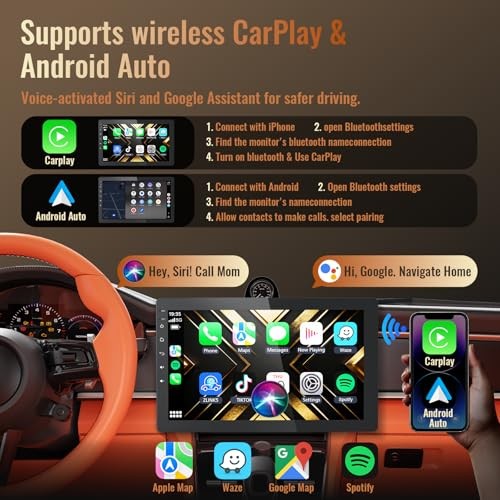 10.1 Inch Single Din Car Stereo, Rotatable Touch Screen, 10.1inch 2+32G