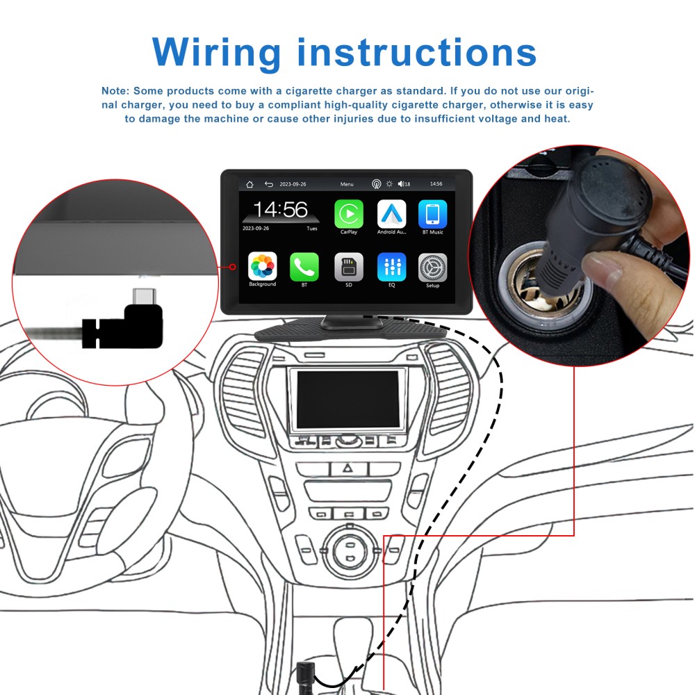 9 inch Adjustable Car Stereo RadioWireless Apple Carplay Auto Touch Screen BT