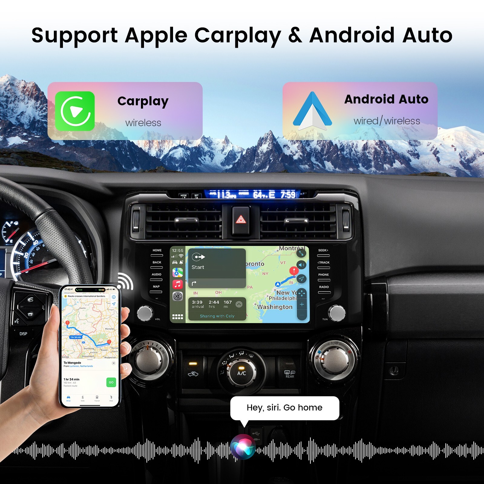 Dasaita 9″ Car Radio for Toyota 4Runner 2010-2023 Vivid 13 DTS 4G LTE WiFi GPS