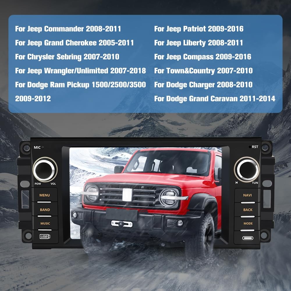 Car Stereo for Jeep Wrangler JK Compass Patriot/Chrysler/Dodge RAM Charger [2…