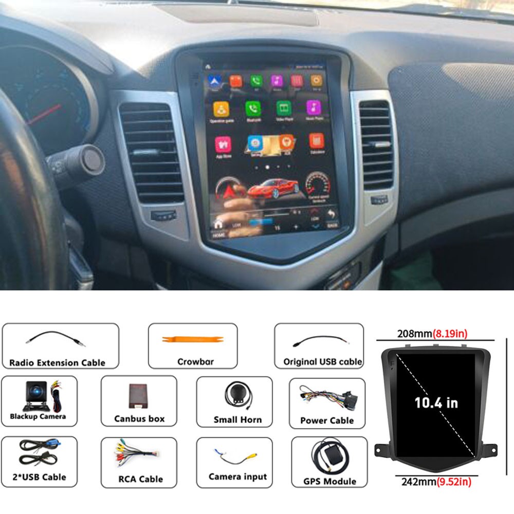 Car Apple Carplay Radio GPS Stereo w/Camera For Chevy Cruze 2009-2015 Android 12