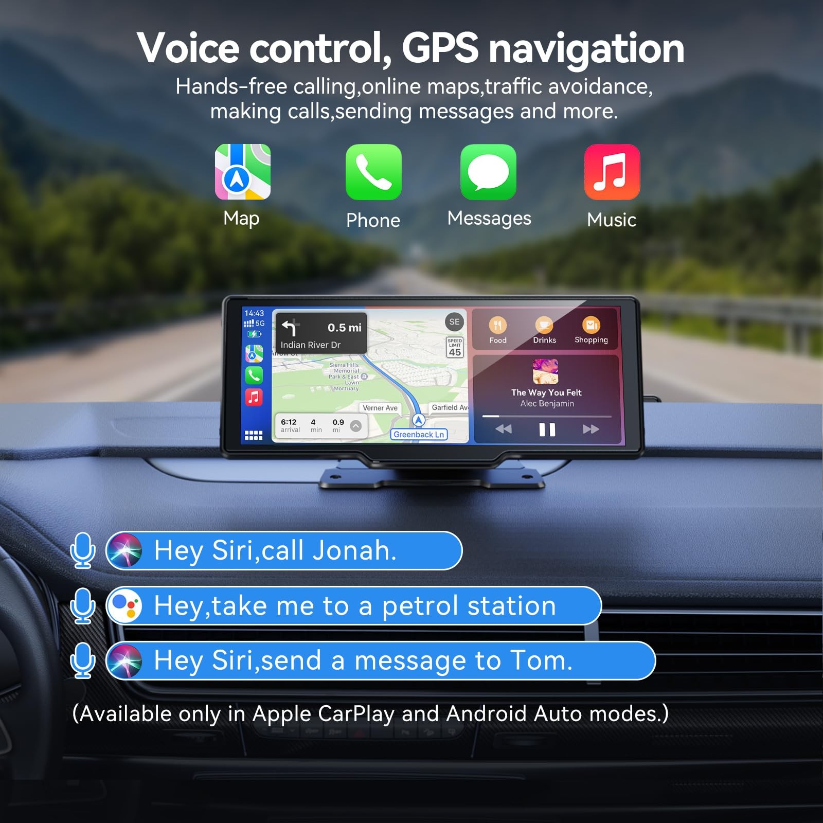 10″ Wireless CarPlay & Android Auto Screen with Backup Camera & GPS Navigation