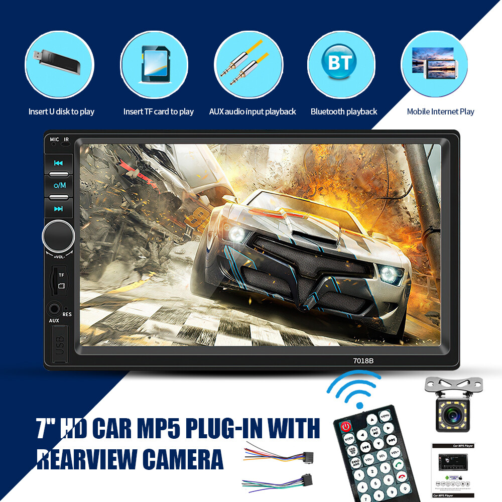 Pantalla Radio Para Carro Auto Con 12 LED Camara MP5 Tactil Doble Din Bluetooth