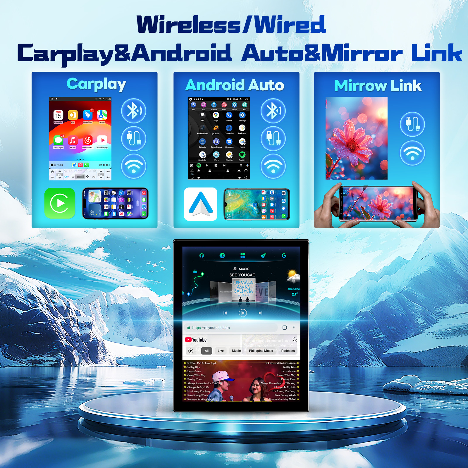 2+32GB 9.7in Android 13 Car Stereo Radio GPS Carplay For Ford Mustang 2010-2014