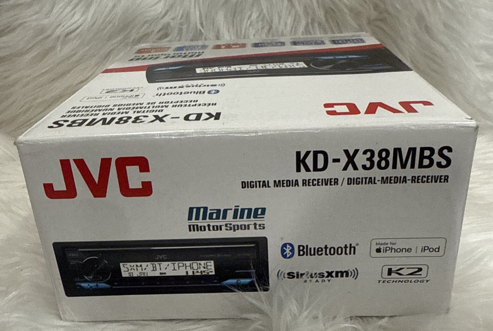 JVC KD-X38MBS Single DIN Marine MotorSport Bluetooth USB AUX LED- OPEN BOX!