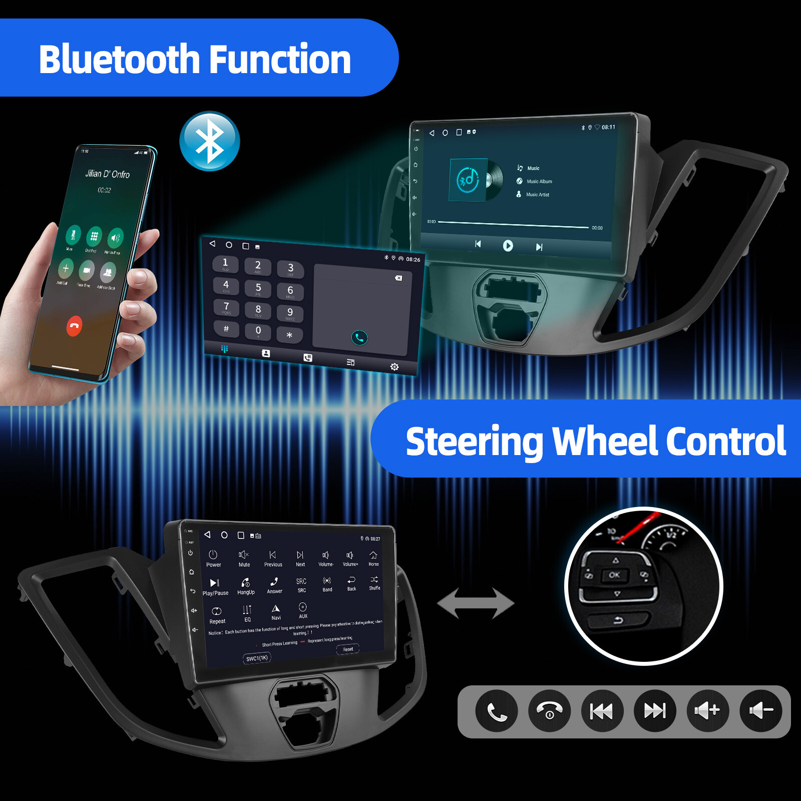 Carplay For 2015-2019 Ford Transit 150 250 350 Android 14 Car Stereo Radio GPS
