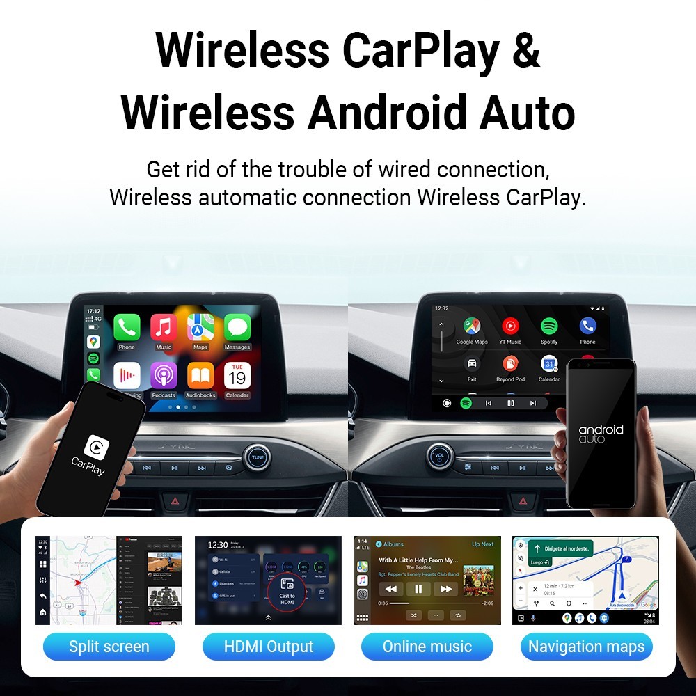 Ottocast P3 CarPlay AI Box Wireless CarPlay Android Auto Video Adapter HDMI 128G