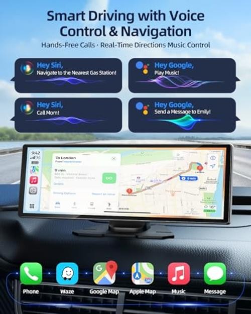 11.5″ Wireless Apple CarPlay Screen for Car, Portable Car Play & Android Auto
