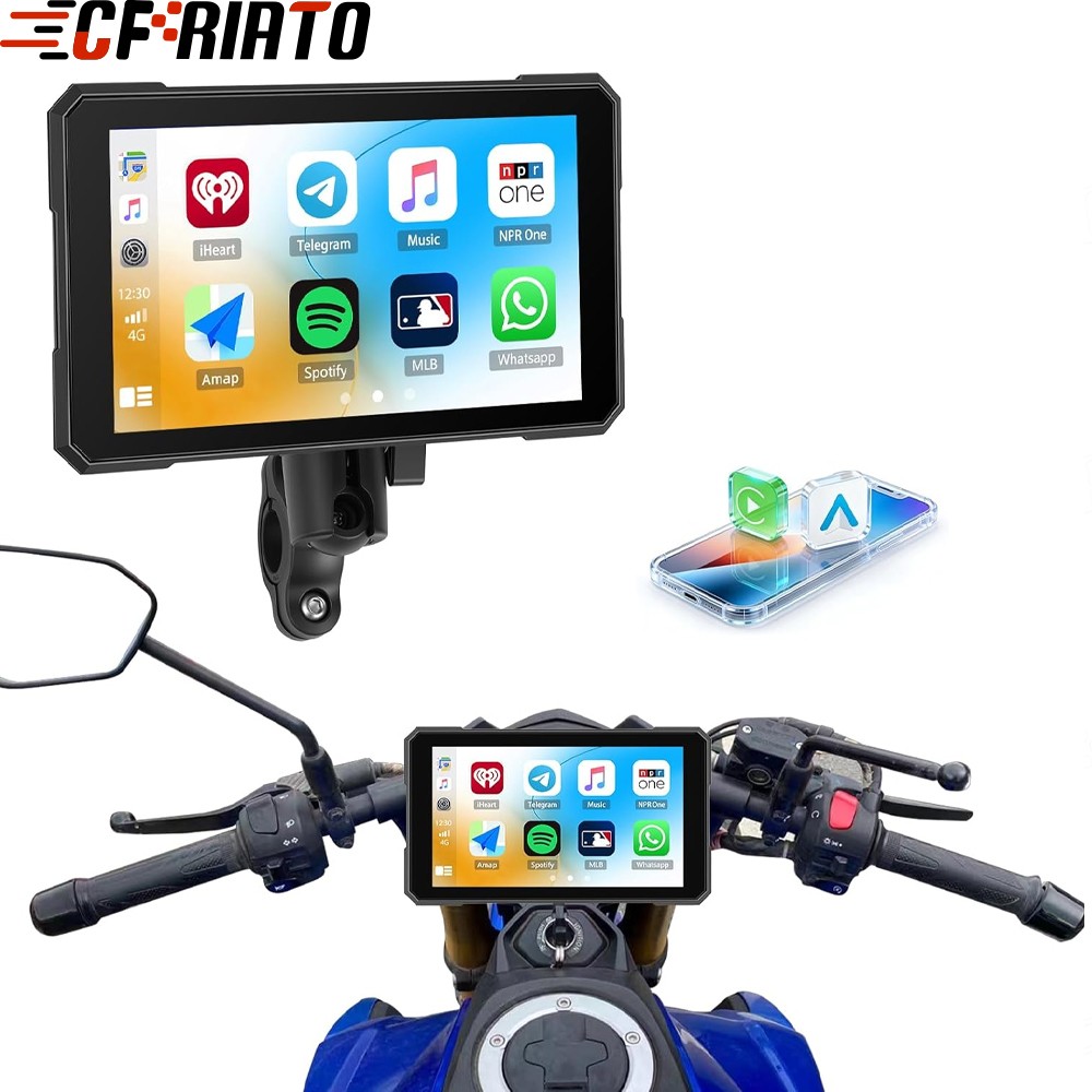 5″ Motorcycle Wireless Apple CarPlay Android Auto Touch Screen Portable IP67