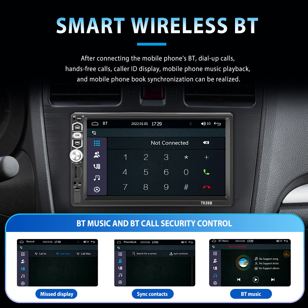 Single 1DIN CarPlay Car Stereo Radio Touch Screen Head Unit FM Bluetooth +Camera