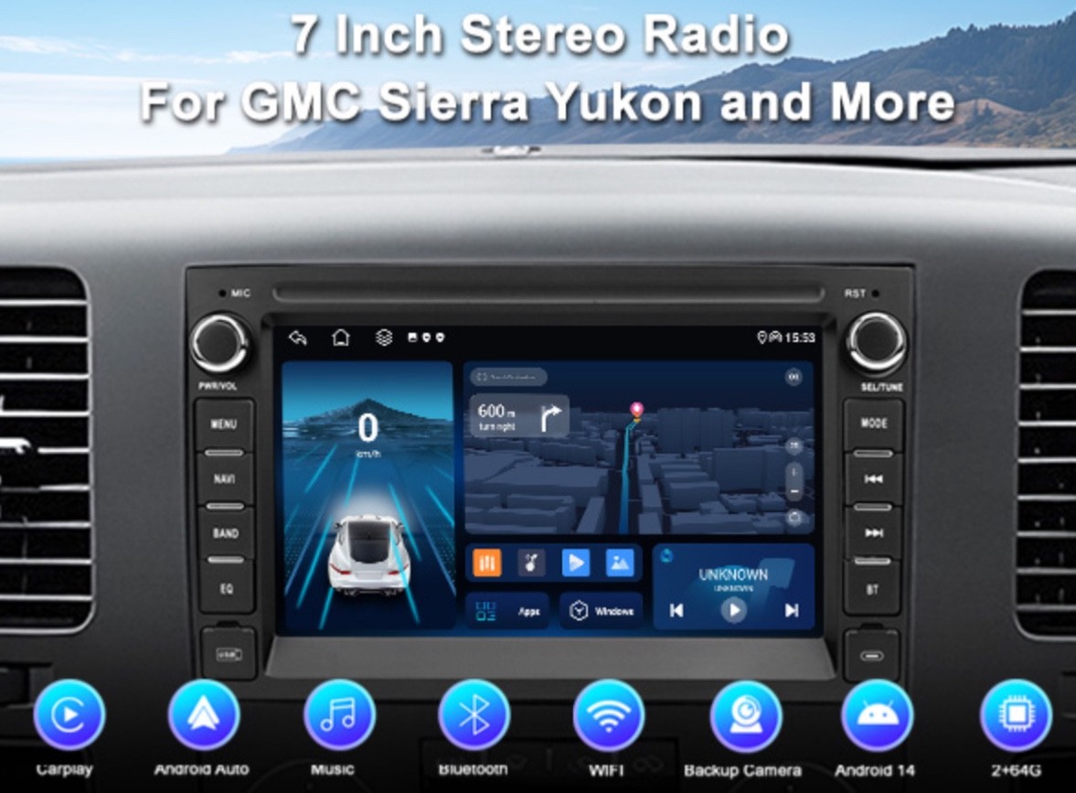 Car Radio for Chevrolet GMC Silverado Tahoe Yukon,Android 14, 2GB+64GB, Android
