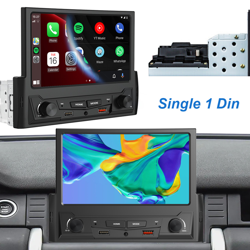 Single Din Car Stereo Wireless Apple CarPlay GPS 6.9 touchscreen Bluetooth Radio