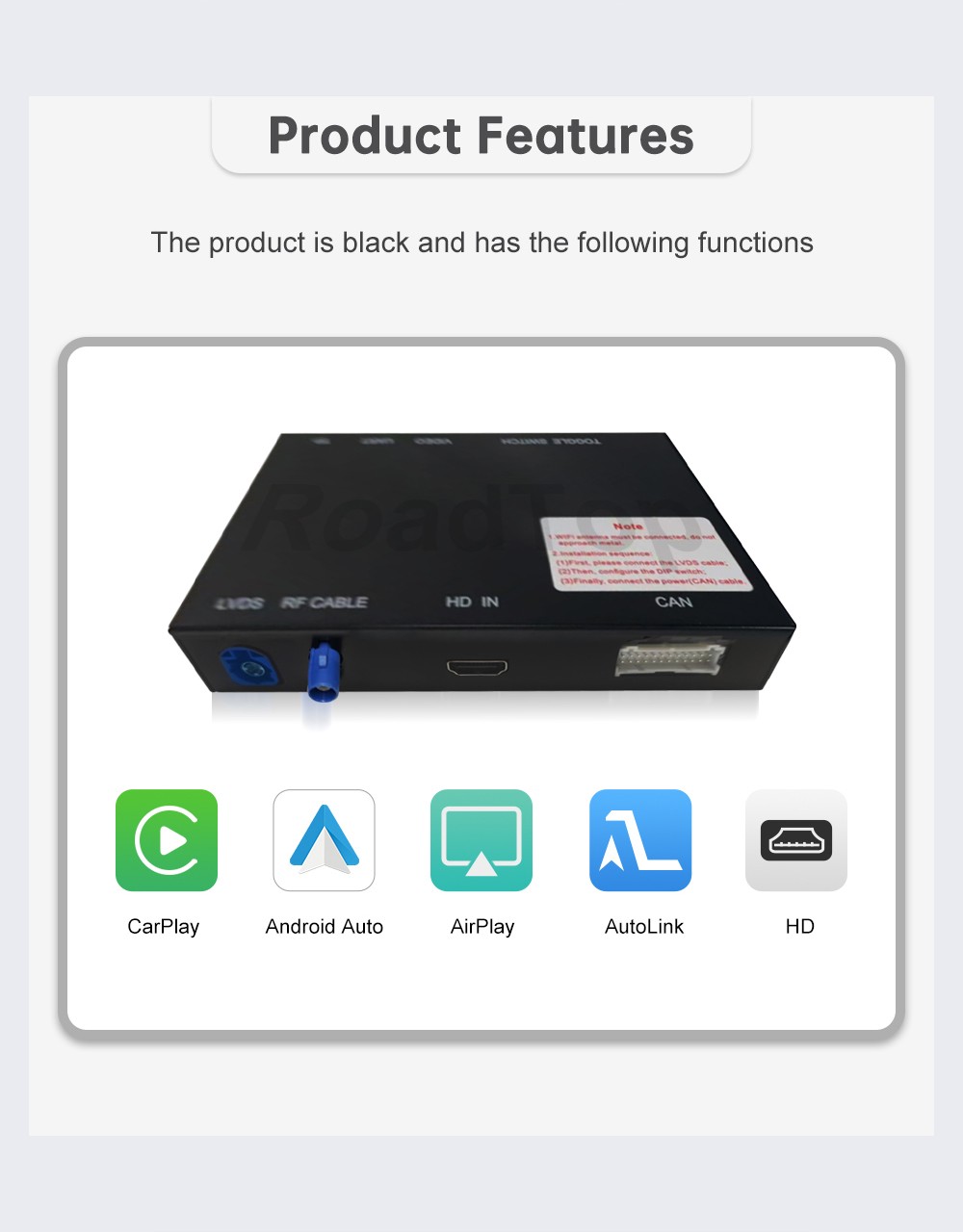 Roadtop Carplay Interface Kit for Land Rover Jaguar Range Rover Evoque Discovery