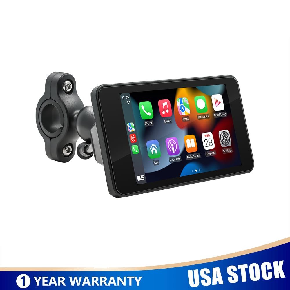 5″ Waterproof Motorcycle Navigator Portable Wireless CarPlay Android Auto Screen