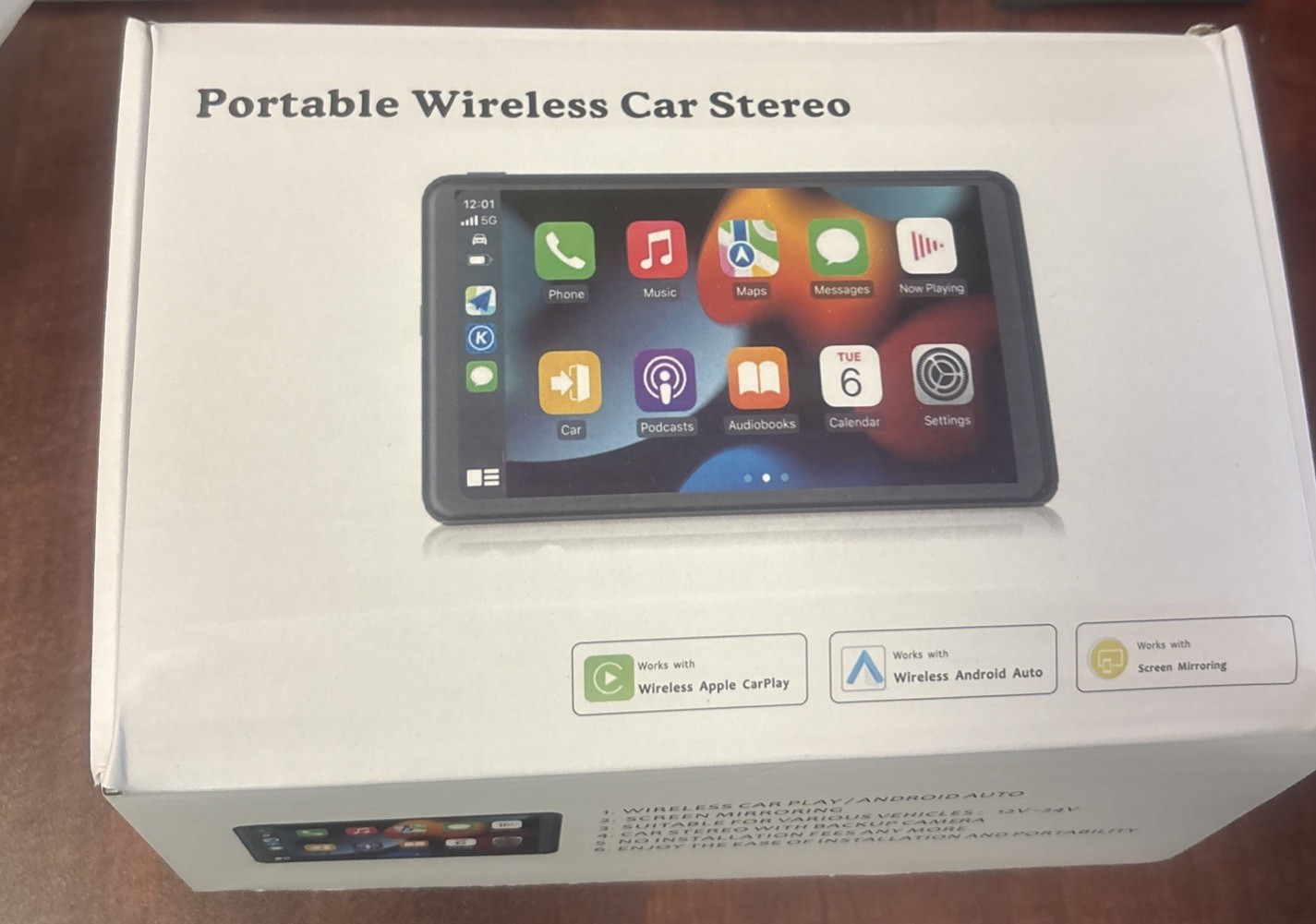 Portable Wireless Car Stereo, 7 HD Touchscreen Cam Compatible Apple Carplay