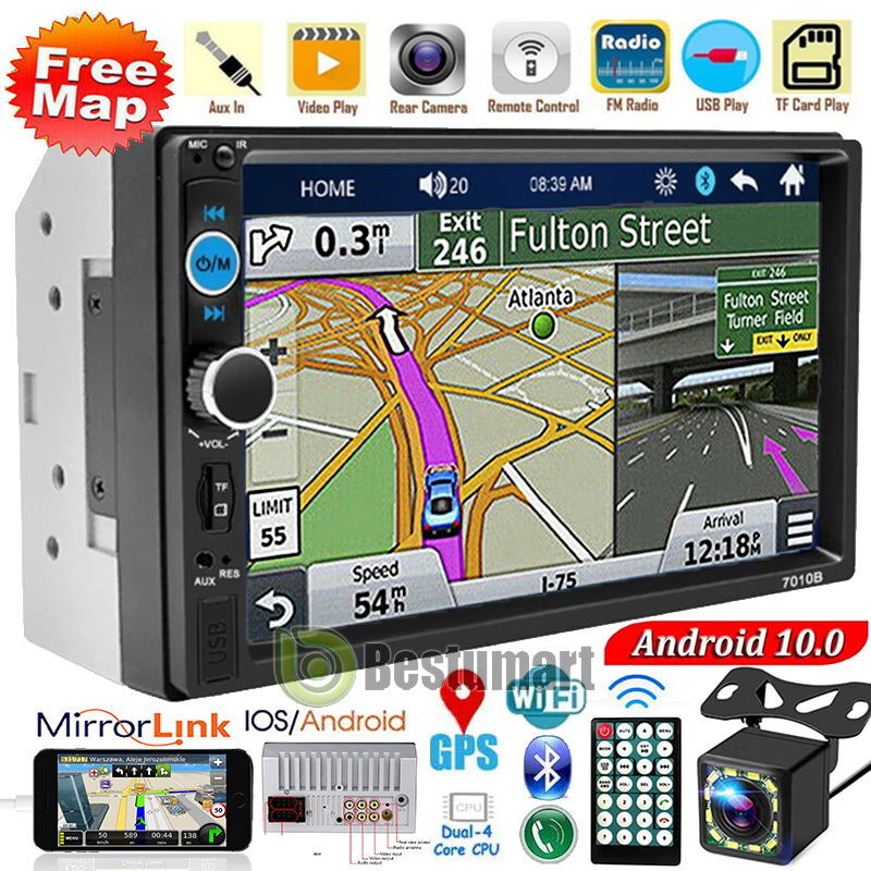 7” Double 2Din Android 12 Car Radio GPS WIFI BT Carplay Touch Screen Stereo+Cam